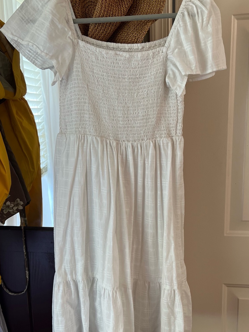 GAP Cream Smocked Top with Elastic Neckline